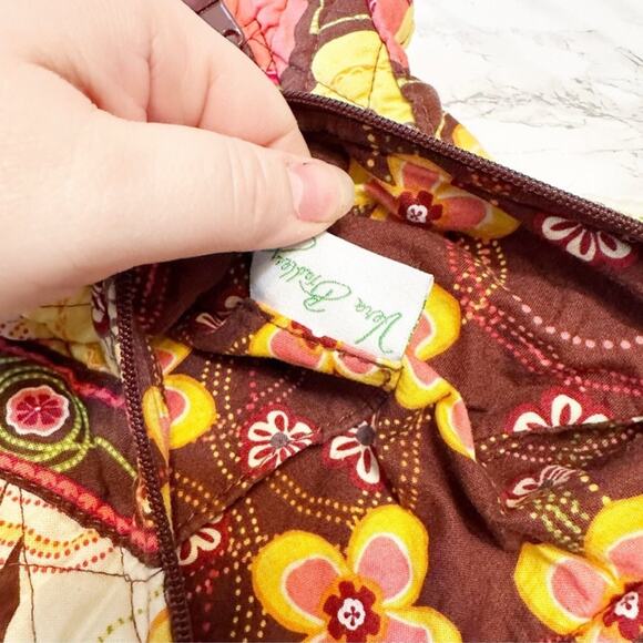 Vera Bradley Floral Quilted Shoulder Hobo Boho Hippie Brown Pink Women's Handbag - Picture 9 of 11